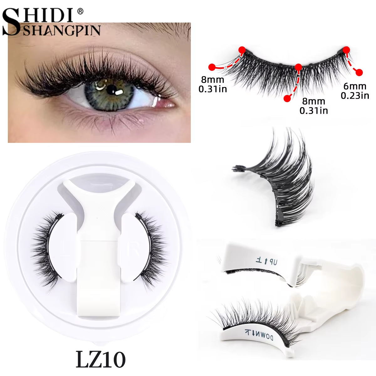 1 Pair Reusable Magnetic False Eyelashes Handmade Fluffy Curly Faux Mink Lashes No Glue Needed Magnetic Tweezers Kit Makeup Tool