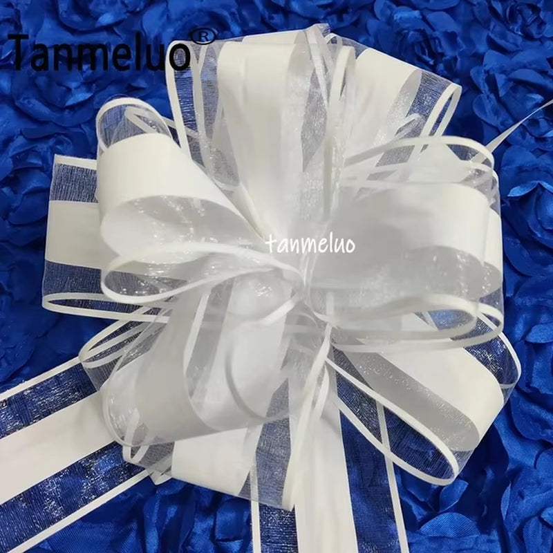 10PCS Snow Yarn Pull Bow Ribbon Big Car Bow for Cars Birthday Festival Presents Gift Decoration Ribbon Wedding Pull Flower