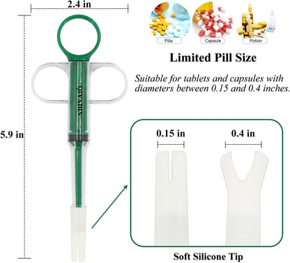 Cat Pill Shooter, Pet Pill Gun for Cats and Dogs, Pet Medicine Dispenser for Small Animals, Dog Piller Shooter with Fixed Soft Tip (Anti-Fall)
