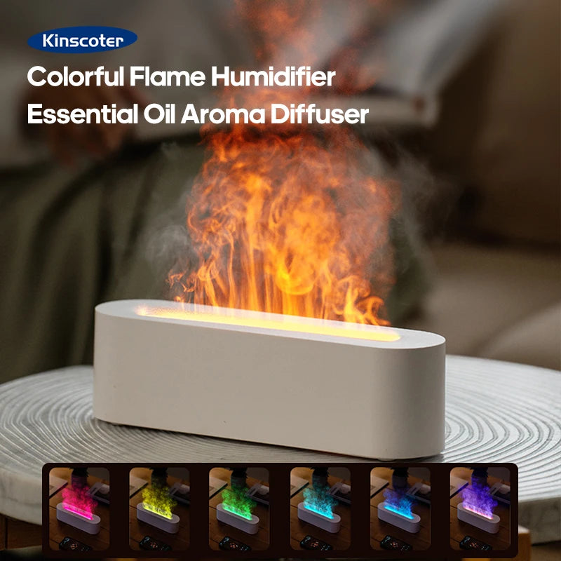Simulation Colorful Flame Aroma Diffuser Air Humidifier Aromatherapy Essential Oil Timing Ultrasonic Cool Mist Maker Fogger