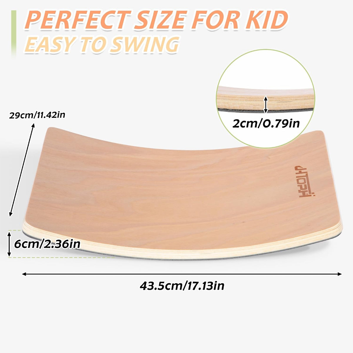 Kids Balance Board - 100% Natural Wood Wobble Board with Non-Slip Safety Pads Child-Safe Design for Indoor/Outdoor Play Toddler Balance Board for Ages 3-12, Eco-Friendly & Durable