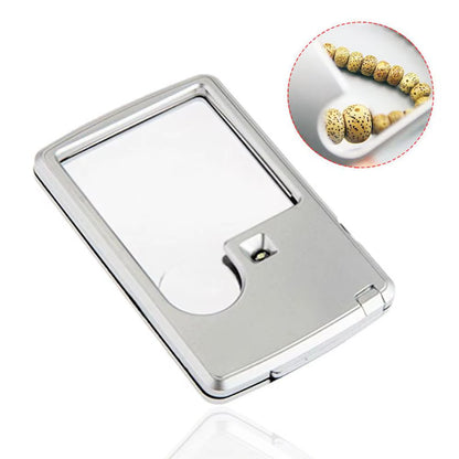 Portable Reading HD Jewelry Loupe with LED Light Magnifying Glass Card Type Magnifiers