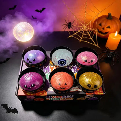 Halloween Cute Scary Ghost Maruko Mochi Squishy Toy Set - Soft Stretchy Squeeze Stress Relief Fidget Toys, Mini Portable Kids Sensory Item, Party Treat Bag Filler & Quirky Whimsical Gifts,Home Decor
