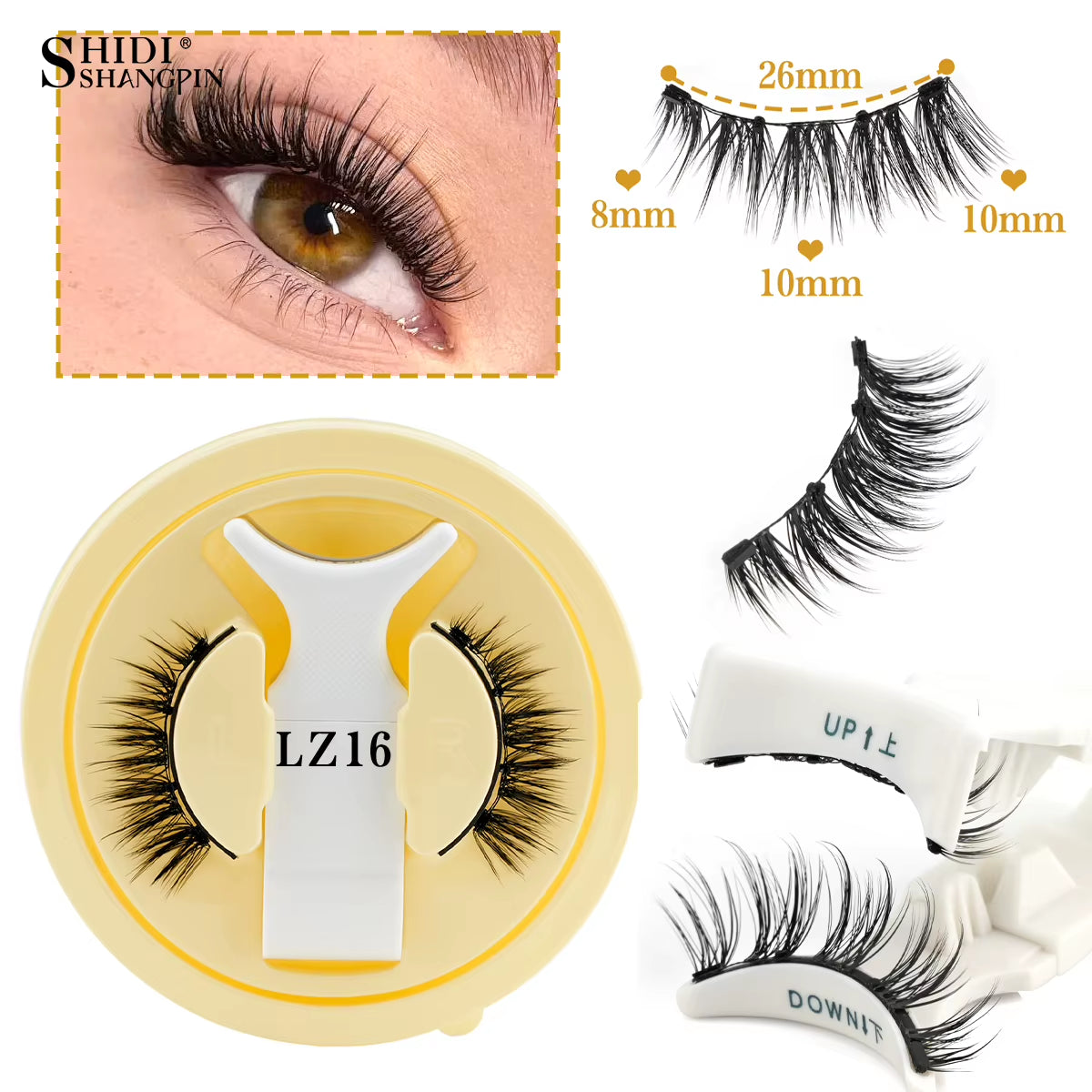1 Pair Reusable Magnetic False Eyelashes Handmade Fluffy Curly Faux Mink Lashes No Glue Needed Magnetic Tweezers Kit Makeup Tool