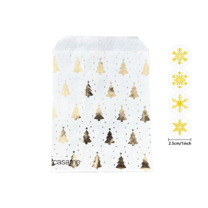 Santa Claus Snowman Christmas Gift Kraft Paper Biscuit Candy Bags Gift Packing Pouch Party Dessert Bar Bag Snack Cookie Stickers