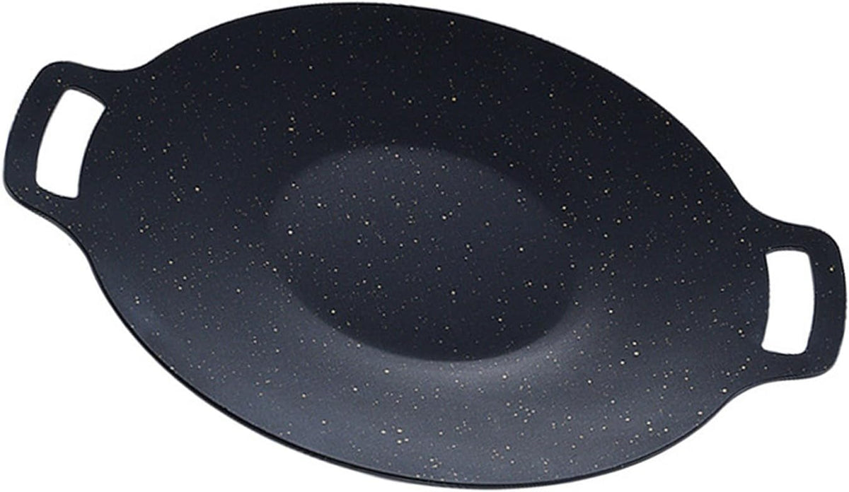 Korean BBQ Grill Pan, Maifan Stone Coating, Stovetops and Induction Compatible,Round Griddle Pan, Korean Grill Pan with Non Stick Coating Baking Tray on Heating Stove for Outdoor