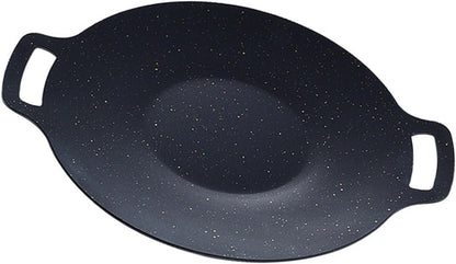 Korean BBQ Grill Pan, Maifan Stone Coating, Stovetops and Induction Compatible,Round Griddle Pan, Korean Grill Pan with Non Stick Coating Baking Tray on Heating Stove for Outdoor