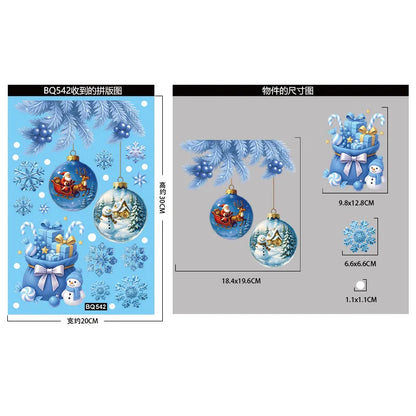 Christmas Window Stickers Winter Snowman Santa Claus Snowflake Reindeer Static Electricity Stickers Ornaments Xmas Home Decor