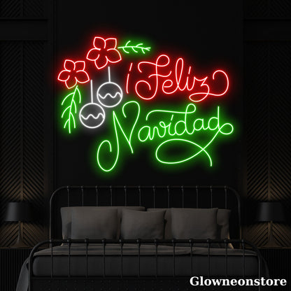 Feliz Navidad Neon Sign, Feliz Navidad LED Sign, Spain Christmas Decor, Christmas Tree LED
