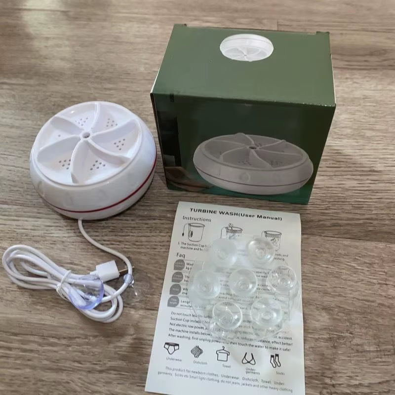 【YY26】1 Piece Travel Home Business Trip USB Rotating Turbine Portable Mini Washing Machine for Socks Underwear Wash Dishes