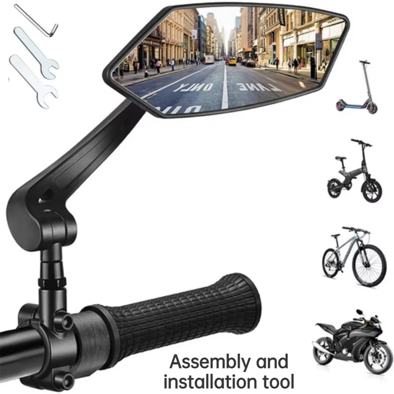 Bike Rear View Mirror Reflector Adjustable Rotatable Handlebar Mirror Clear Rearview Electric Scooter Cycling Bicycle Accessorie