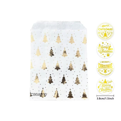 Santa Claus Snowman Christmas Gift Kraft Paper Biscuit Candy Bags Gift Packing Pouch Party Dessert Bar Bag Snack Cookie Stickers