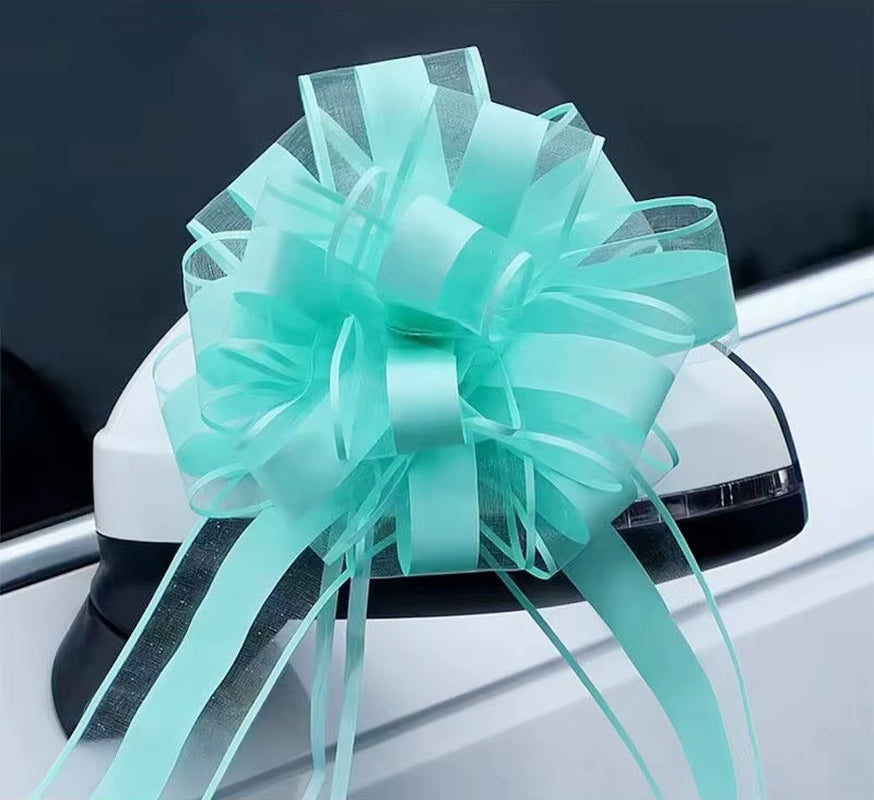 10PCS Snow Yarn Pull Bow Ribbon Big Car Bow for Cars Birthday Festival Presents Gift Decoration Ribbon Wedding Pull Flower