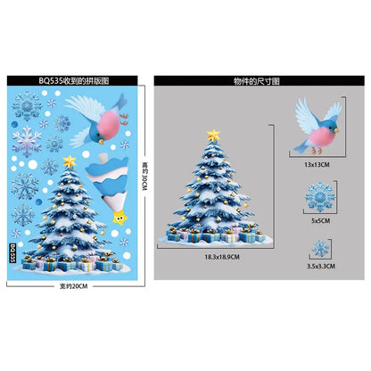 Christmas Window Stickers Winter Snowman Santa Claus Snowflake Reindeer Static Electricity Stickers Ornaments Xmas Home Decor
