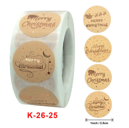 Santa Claus Snowman Christmas Gift Kraft Paper Biscuit Candy Bags Gift Packing Pouch Party Dessert Bar Bag Snack Cookie Stickers