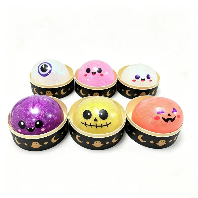 Halloween Cute Scary Ghost Maruko Mochi Squishy Toy Set - Soft Stretchy Squeeze Stress Relief Fidget Toys, Mini Portable Kids Sensory Item, Party Treat Bag Filler & Quirky Whimsical Gifts,Home Decor