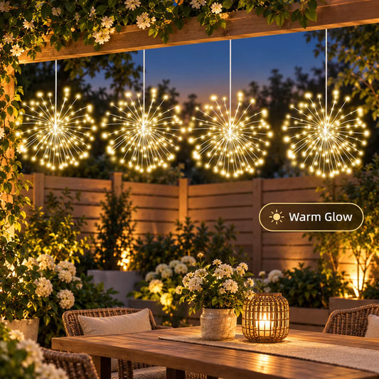 Firework Lights Starburst Fairy Lights USB Multicolor String Lights 8 Modes Hanging Christmas Decor for Garden Patio Yard Party