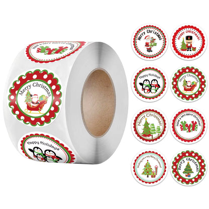 Santa Claus Snowman Christmas Gift Kraft Paper Biscuit Candy Bags Gift Packing Pouch Party Dessert Bar Bag Snack Cookie Stickers