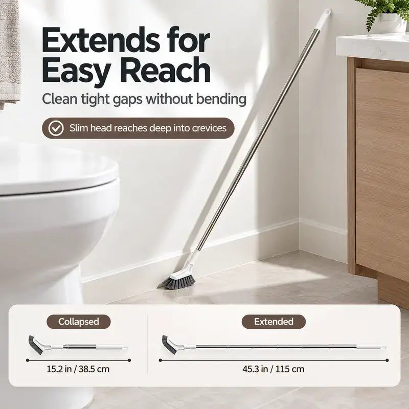 Telescopic Long Handle Crevice Cleaning Tool, Narrow Gap Cleaner for Bathrooms, Floors, Hard-To-Reach Home Improvement Spaces