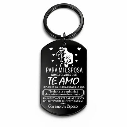 To My Wife Forever Love Keychain, Stainless Steel Keyring,Romantic Husband Gift for Wife, Stainless Steel Love Keepsake Keychain, Anniversary Birthday Gift for Her