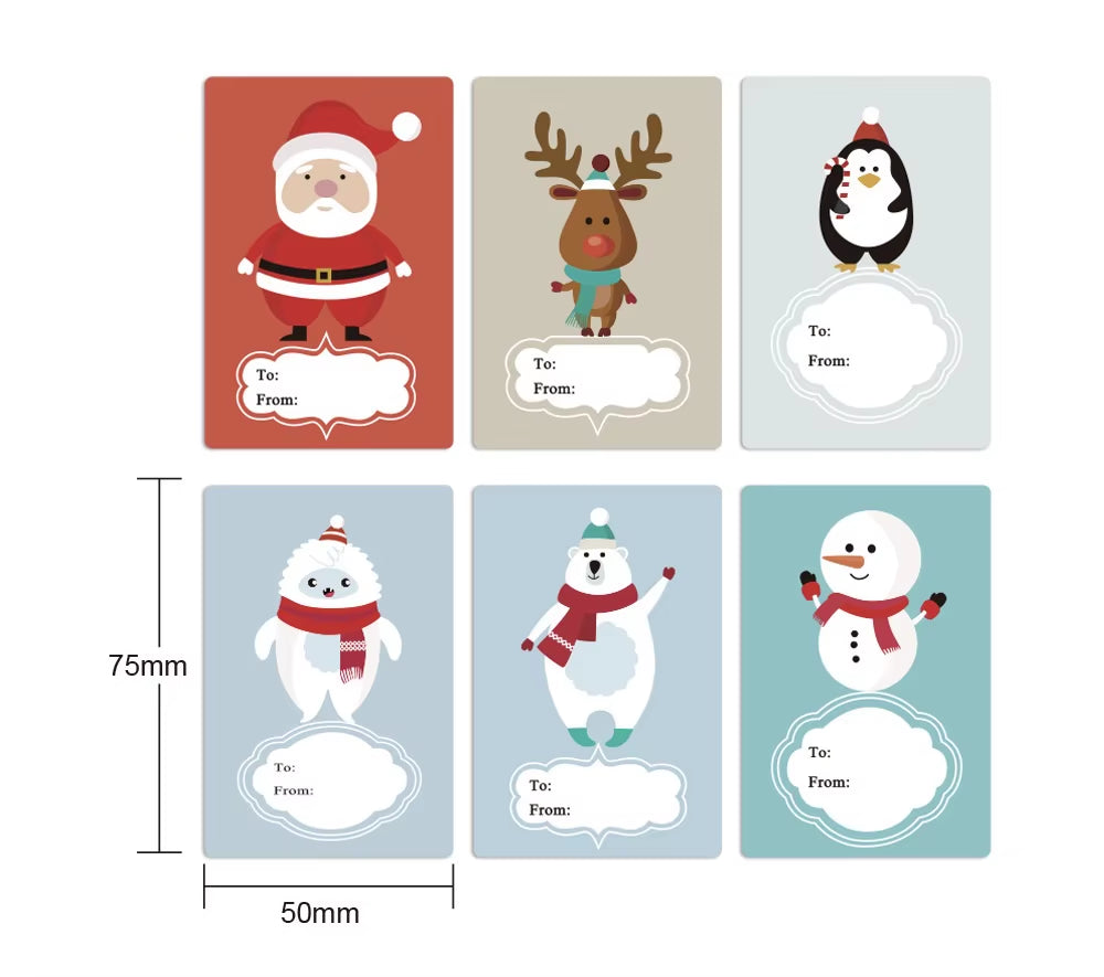 Santa Claus Snowman Christmas Gift Kraft Paper Biscuit Candy Bags Gift Packing Pouch Party Dessert Bar Bag Snack Cookie Stickers