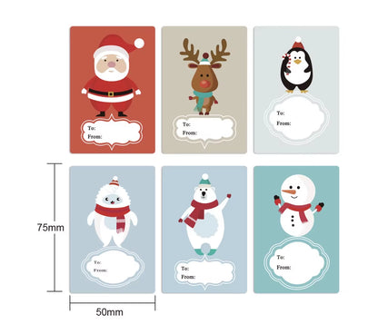 Santa Claus Snowman Christmas Gift Kraft Paper Biscuit Candy Bags Gift Packing Pouch Party Dessert Bar Bag Snack Cookie Stickers