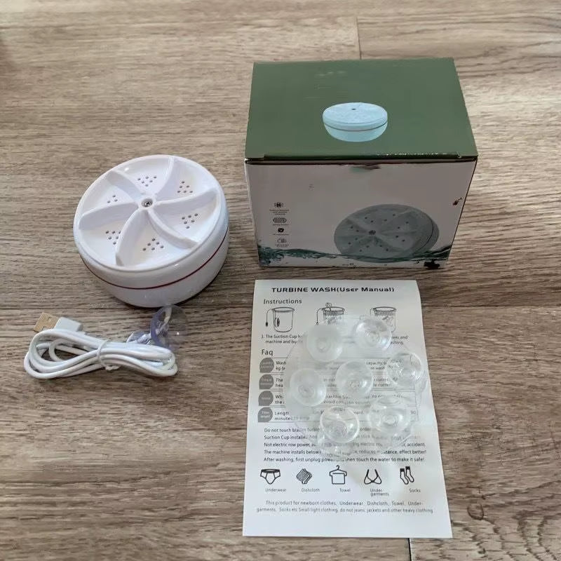 【YY26】1 Piece Travel Home Business Trip USB Rotating Turbine Portable Mini Washing Machine for Socks Underwear Wash Dishes