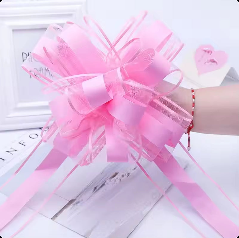 10PCS Snow Yarn Pull Bow Ribbon Big Car Bow for Cars Birthday Festival Presents Gift Decoration Ribbon Wedding Pull Flower