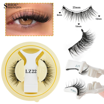 1 Pair Reusable Magnetic False Eyelashes Handmade Fluffy Curly Faux Mink Lashes No Glue Needed Magnetic Tweezers Kit Makeup Tool