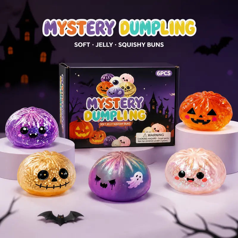 Halloween Cute Scary Ghost Maruko Mochi Squishy Toy Set - Soft Stretchy Squeeze Stress Relief Fidget Toys, Mini Portable Kids Sensory Item, Party Treat Bag Filler & Quirky Whimsical Gifts,Home Decor