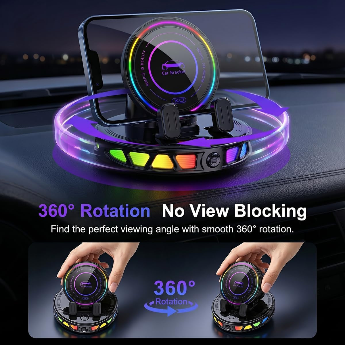 Wireless Car Charger Dashboard Phone Holder,15W Fast Charging