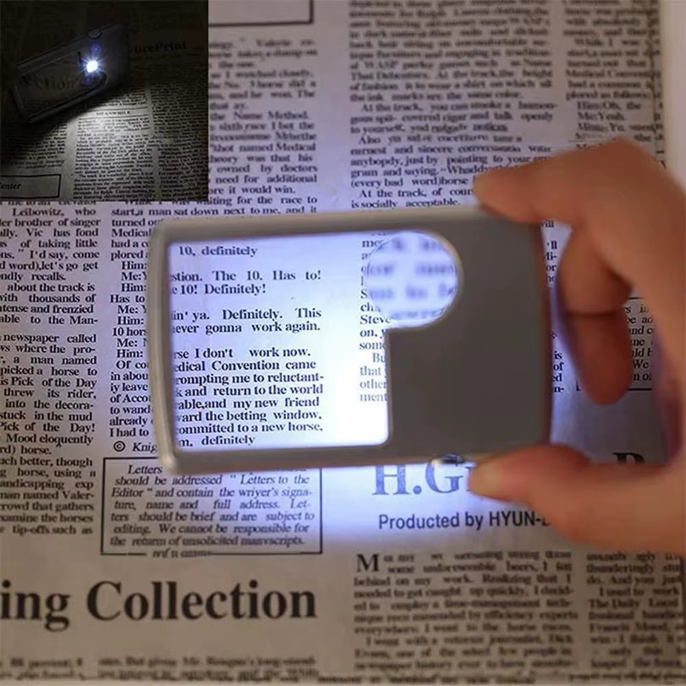 Portable Reading HD Jewelry Loupe with LED Light Magnifying Glass Card Type Magnifiers