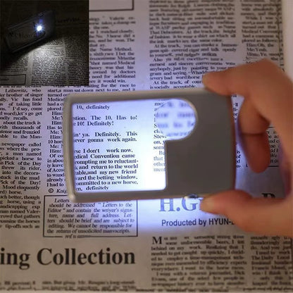 Portable Reading HD Jewelry Loupe with LED Light Magnifying Glass Card Type Magnifiers