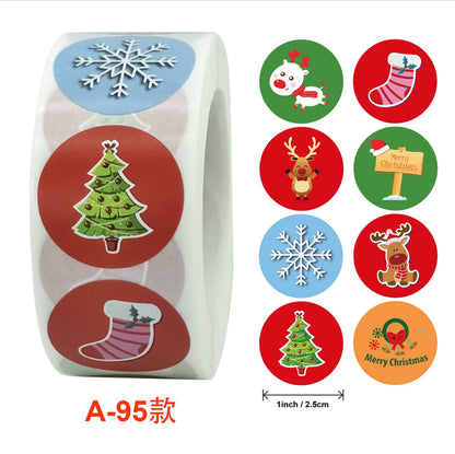 Santa Claus Snowman Christmas Gift Kraft Paper Biscuit Candy Bags Gift Packing Pouch Party Dessert Bar Bag Snack Cookie Stickers