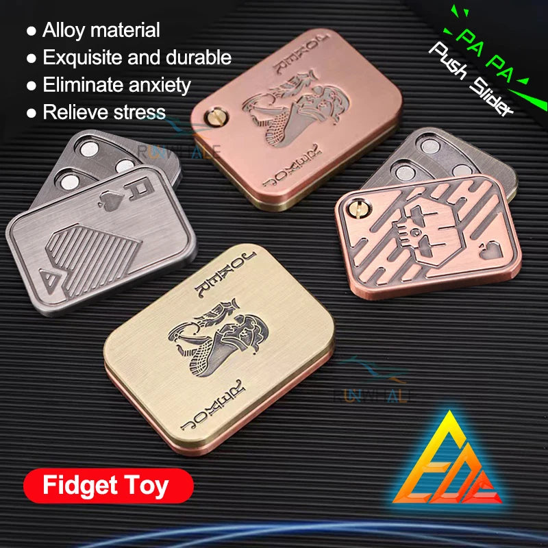 Metal Fidget Push Slider anti Stress Toys for Adults EDC Finger Spinner Poker Relieve Anxiety Toy Portable Pop Magnetic Slider