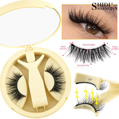 1 Pair Reusable Magnetic False Eyelashes Handmade Fluffy Curly Faux Mink Lashes No Glue Needed Magnetic Tweezers Kit Makeup Tool