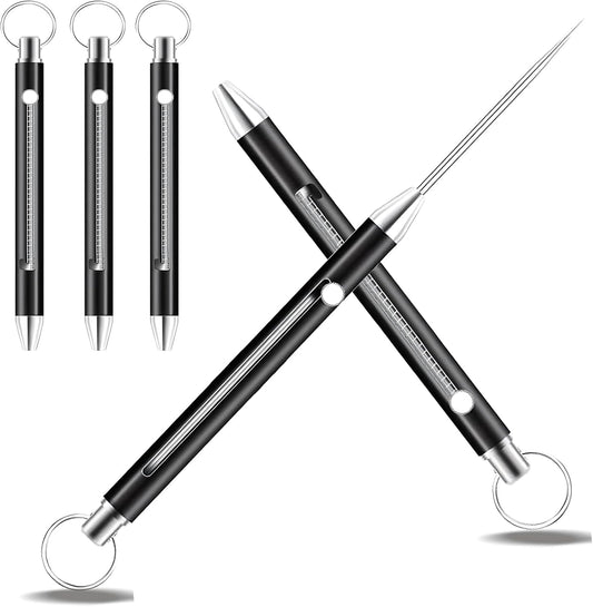 Portable Titanium Toothpicks,Pocket Metal Toothpick Reusable with Stainless Steel Toothpick Holder Keychain Telescopic Toothpick Holders(3 Pieces)