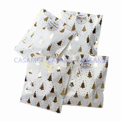 Santa Claus Snowman Christmas Gift Kraft Paper Biscuit Candy Bags Gift Packing Pouch Party Dessert Bar Bag Snack Cookie Stickers