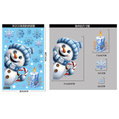 Christmas Window Stickers Winter Snowman Santa Claus Snowflake Reindeer Static Electricity Stickers Ornaments Xmas Home Decor