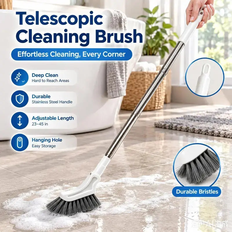 Telescopic Long Handle Crevice Cleaning Tool, Narrow Gap Cleaner for Bathrooms, Floors, Hard-To-Reach Home Improvement Spaces