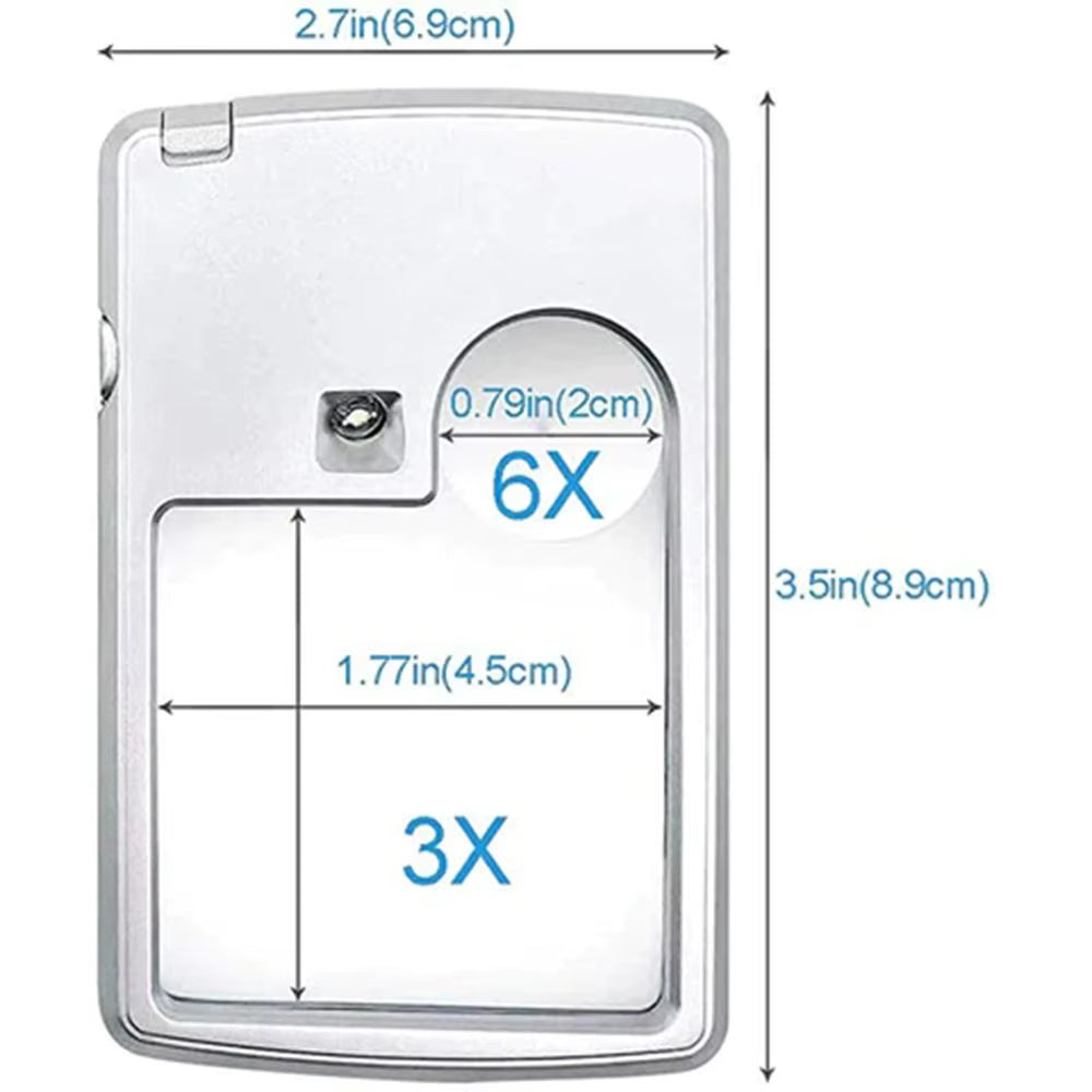 Portable Reading HD Jewelry Loupe with LED Light Magnifying Glass Card Type Magnifiers