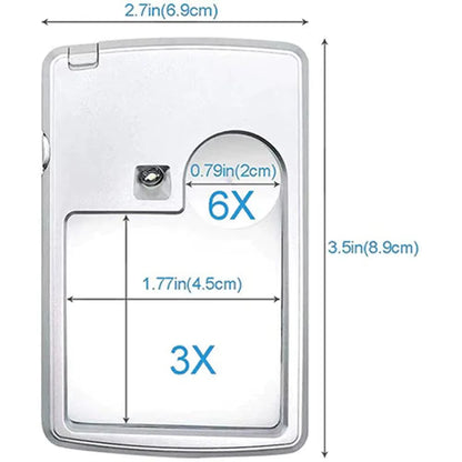 Portable Reading HD Jewelry Loupe with LED Light Magnifying Glass Card Type Magnifiers