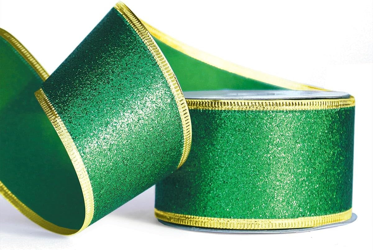 Xmas Ribbon Wire Green Red and Silver Ribbon Cinta Para Arbol De Navidad 3