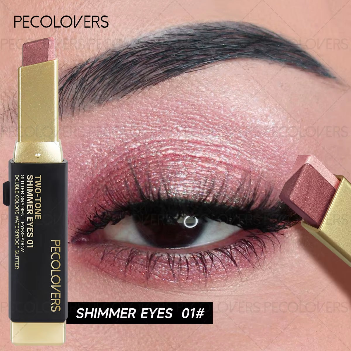 Two Shades Glitter Eyeshadow Stick, High Pigmentation & 6 Color Option & Gradient Smudge, Easy to Use, Portable & Lightweight