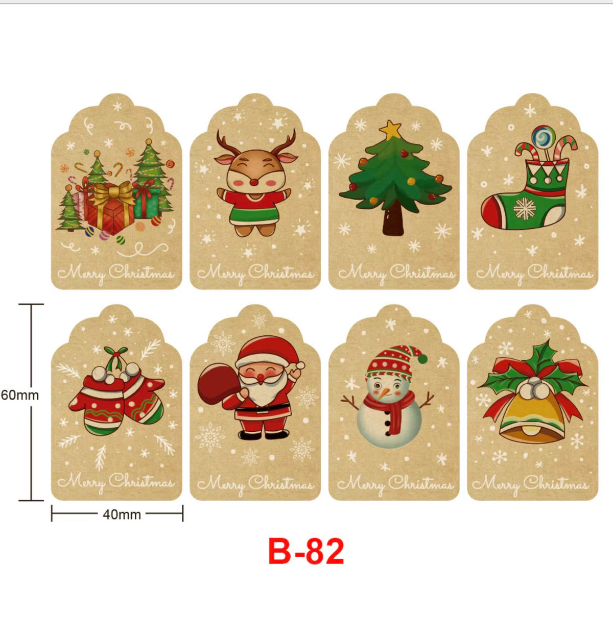 Santa Claus Snowman Christmas Gift Kraft Paper Biscuit Candy Bags Gift Packing Pouch Party Dessert Bar Bag Snack Cookie Stickers