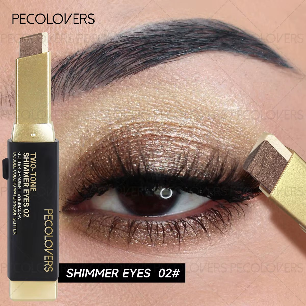 Two Shades Glitter Eyeshadow Stick, High Pigmentation & 6 Color Option & Gradient Smudge, Easy to Use, Portable & Lightweight