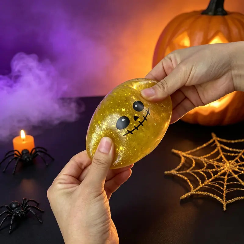 Halloween Cute Scary Ghost Maruko Mochi Squishy Toy Set - Soft Stretchy Squeeze Stress Relief Fidget Toys, Mini Portable Kids Sensory Item, Party Treat Bag Filler & Quirky Whimsical Gifts,Home Decor