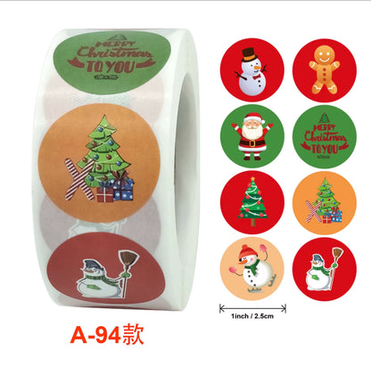 Santa Claus Snowman Christmas Gift Kraft Paper Biscuit Candy Bags Gift Packing Pouch Party Dessert Bar Bag Snack Cookie Stickers