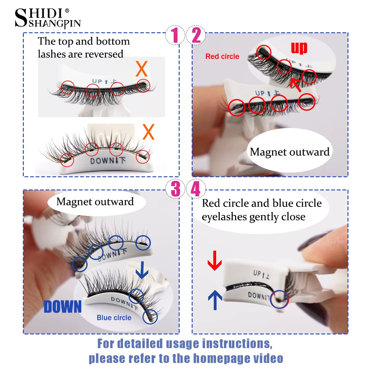 1 Pair Reusable Magnetic False Eyelashes Handmade Fluffy Curly Faux Mink Lashes No Glue Needed Magnetic Tweezers Kit Makeup Tool
