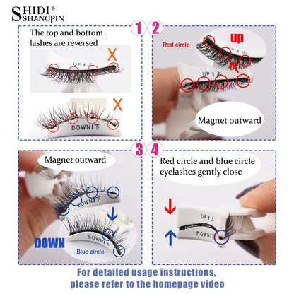 1 Pair Reusable Magnetic False Eyelashes Handmade Fluffy Curly Faux Mink Lashes No Glue Needed Magnetic Tweezers Kit Makeup Tool